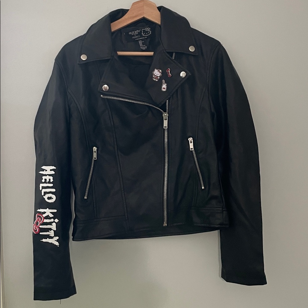 Sanrio x Forever 21 "Hello Kitty & Friends" collection faux leather moto jacket